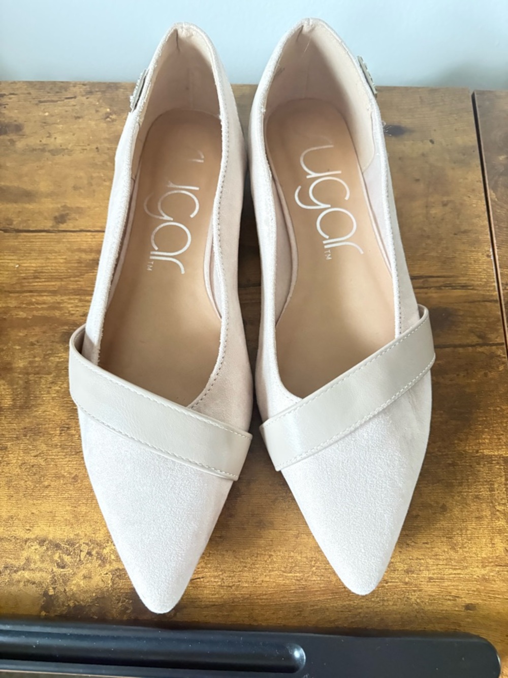 Suga Beige Pointed Toe Slip-On Flats